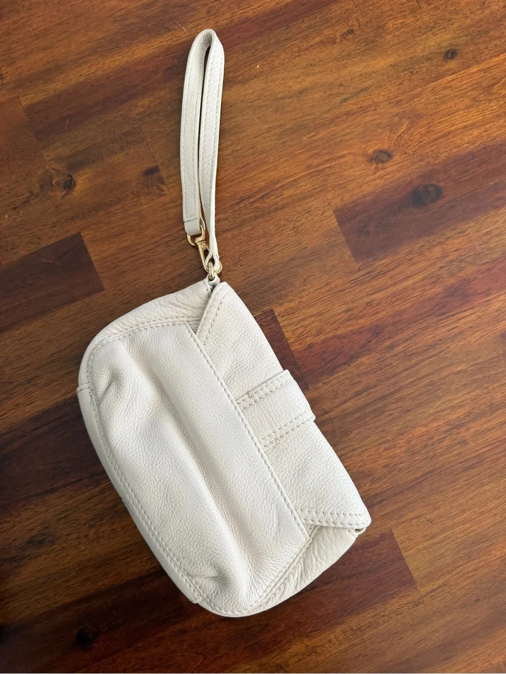 Michael Kors Charlton Small Flap Leather Crossbody Wristlet Bag Cream Off-White